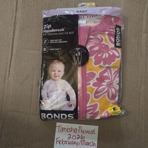 Bonds Baby Zip Wondersuit in Pink and Yellow Floral Size 2 18-24m
